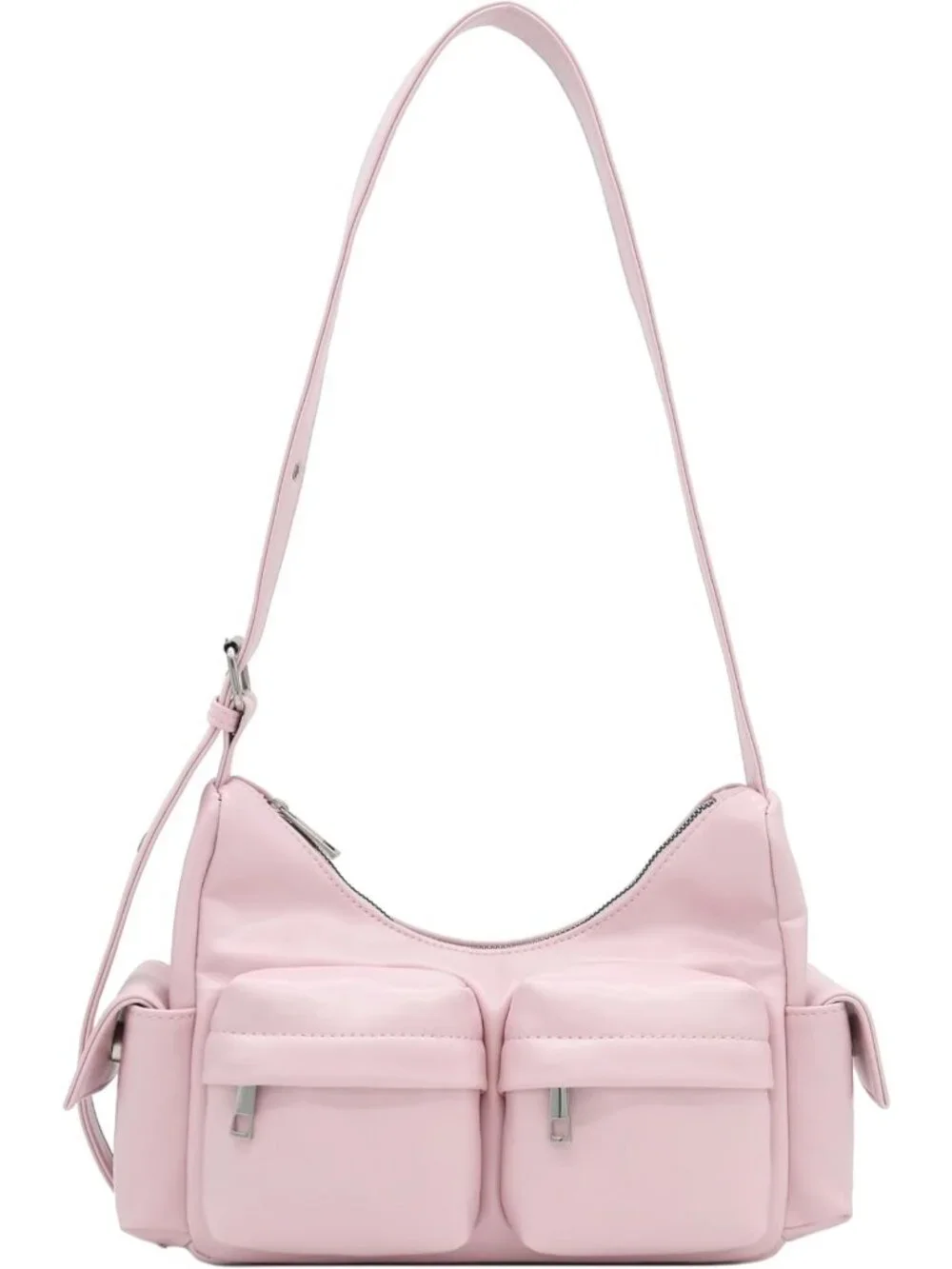 Glossy PU Leather Multi-Pocket Shoulder Bag for Women - Stylish & Versatile